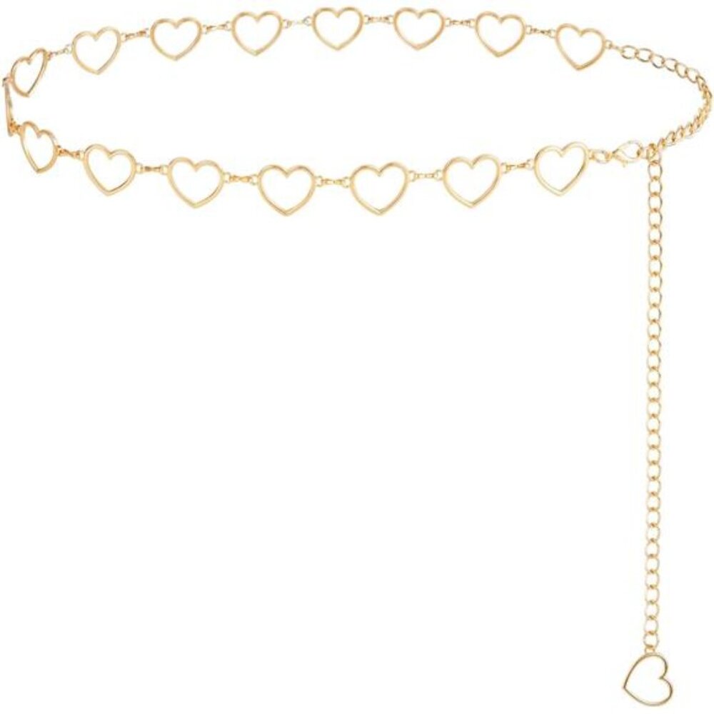 Adjustable Heart Chain Waist Belt – Gold/Silver Alloy Waist Chain for Women